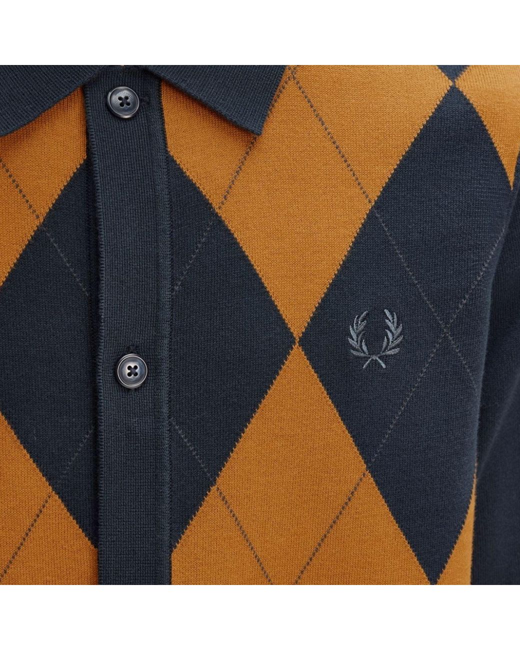 Fred Perry Blue Argyle Button Through Shirt for men