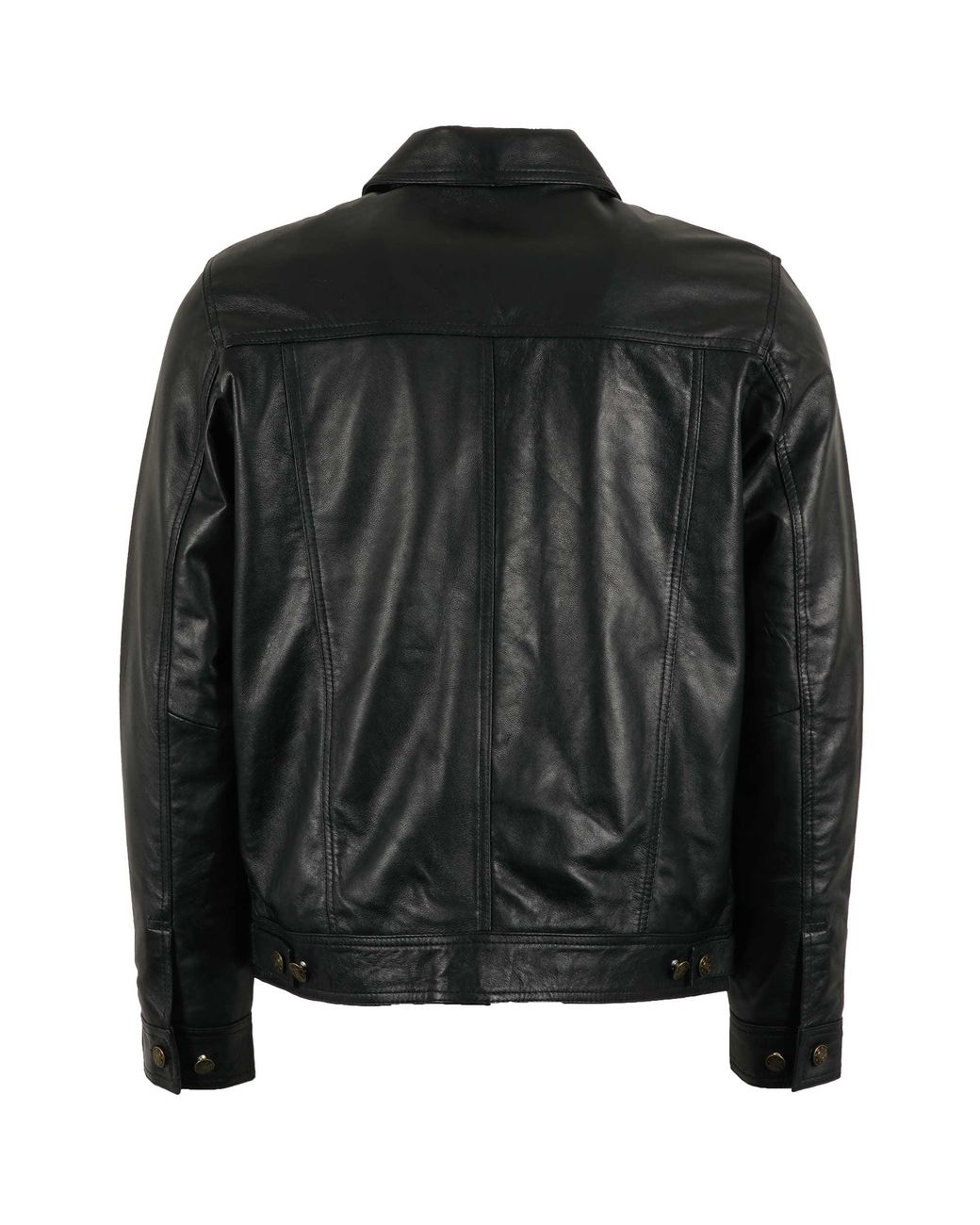 real hoxton Black Leather Trucker Jacket for men
