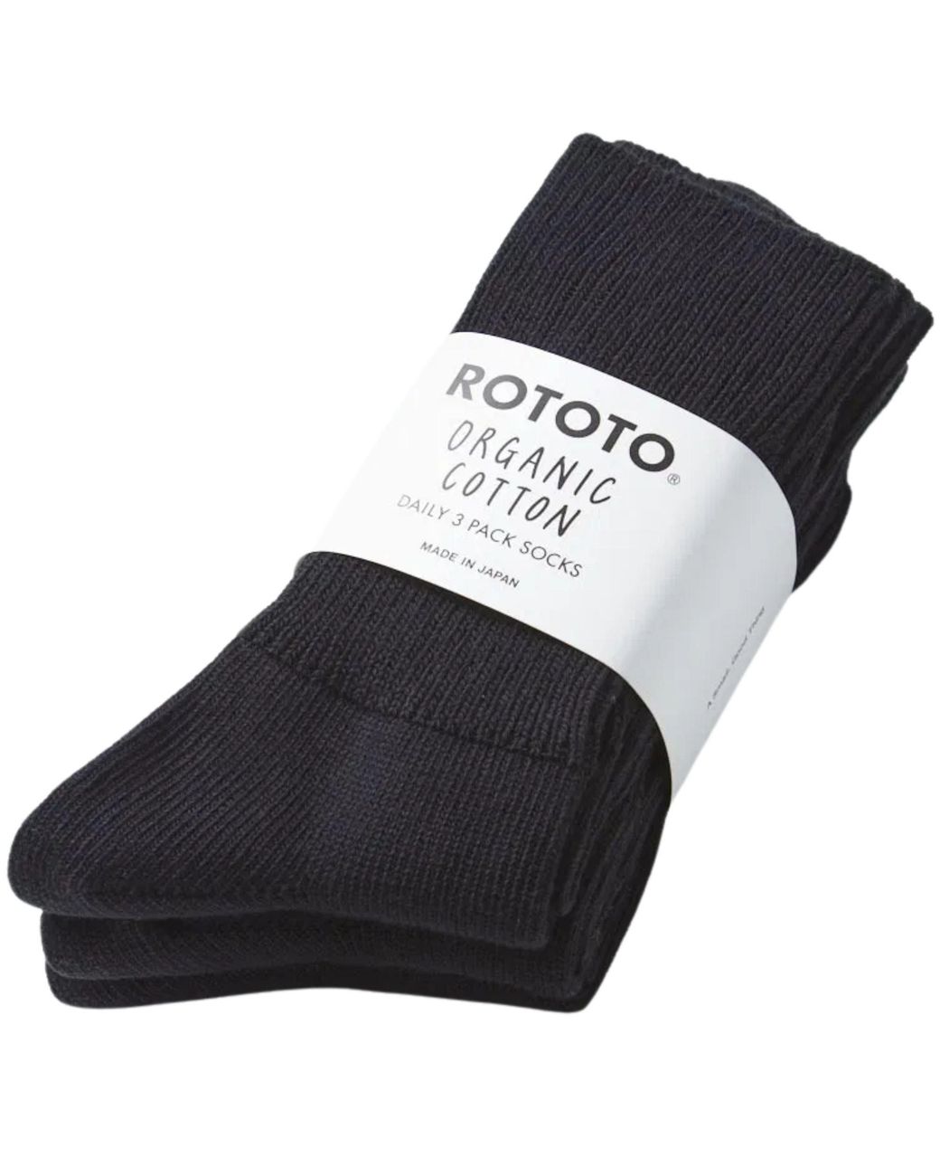RoToTo Socks Black Daily 3 Pack Ribbed Crew Socks for men