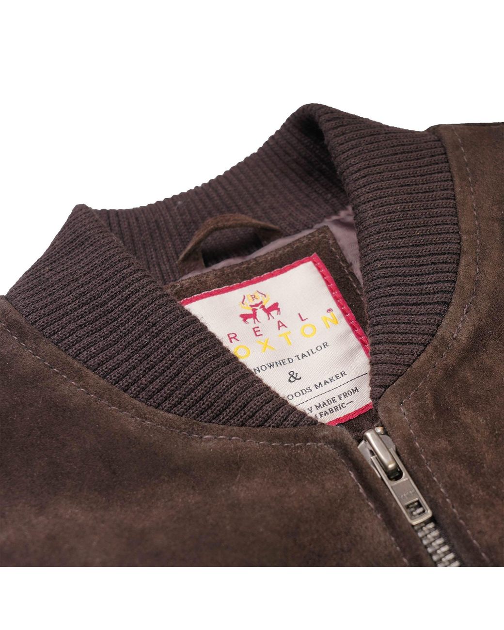 real hoxton Brown Suede Bomber Jacket for men