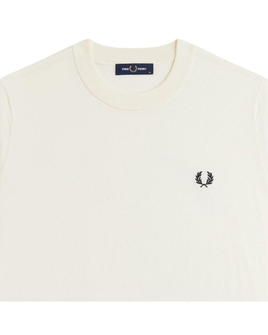 Fred Perry White Long Staple Cotton Knitted T-Shirt for men