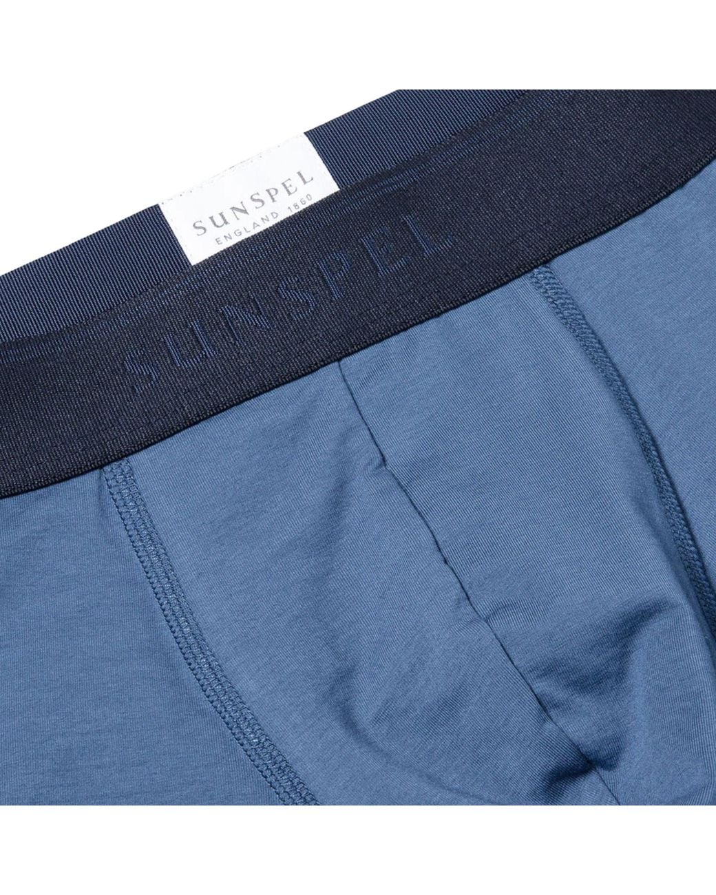 Sunspel Blue Stretch Cotton Boxer Briefs for men