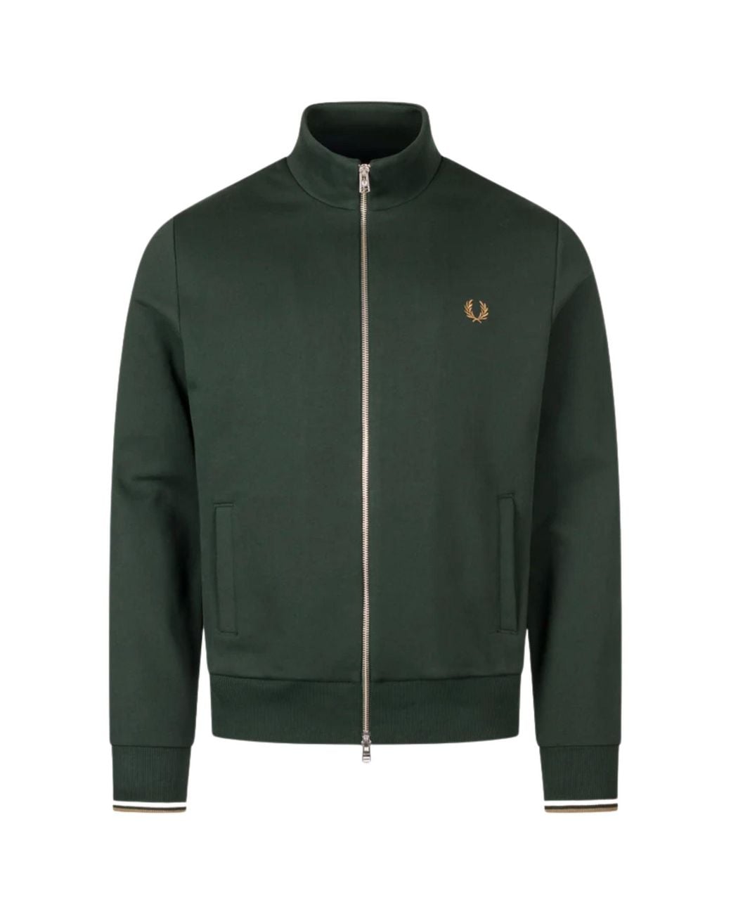 Fred Perry Green Zip Through Sweatshirt for men