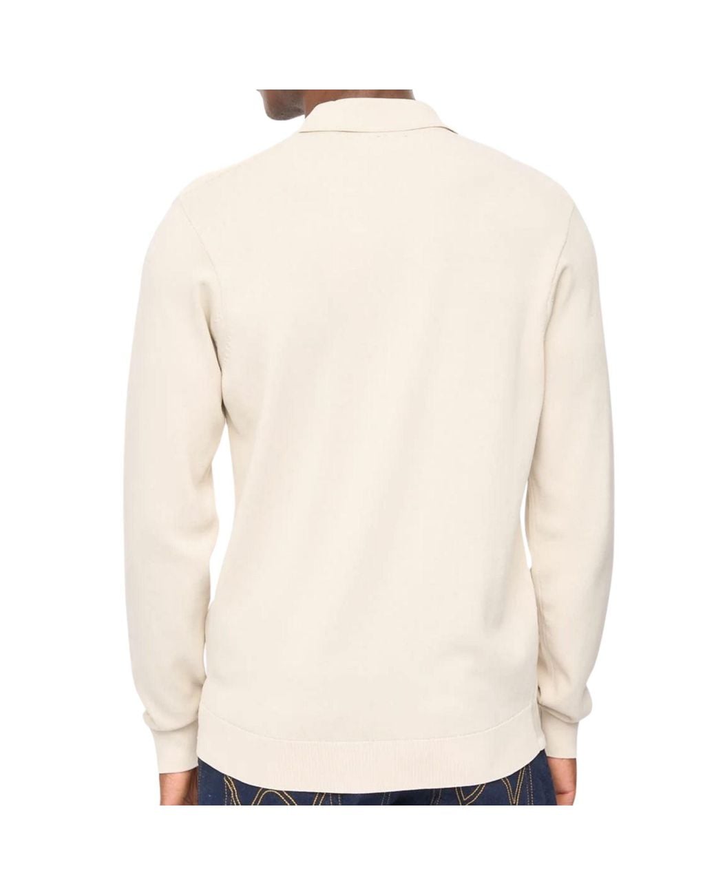 Gabicci Natural Bromley Long Sleeve Button Thru Knit Polo for men