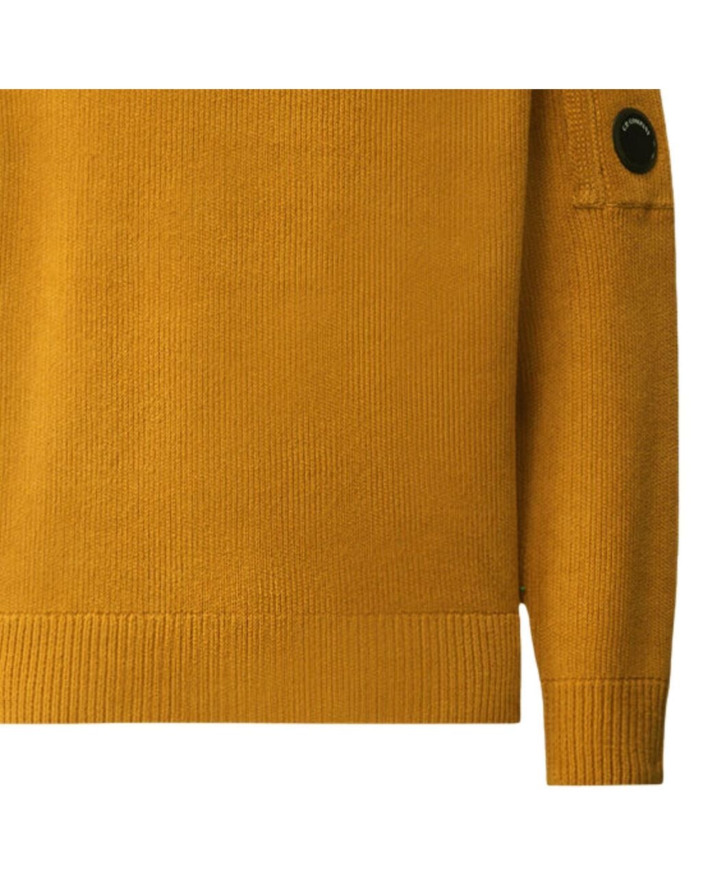 C P Company Yellow Chienille Cotton Knitwear Crewneck Jumper for men