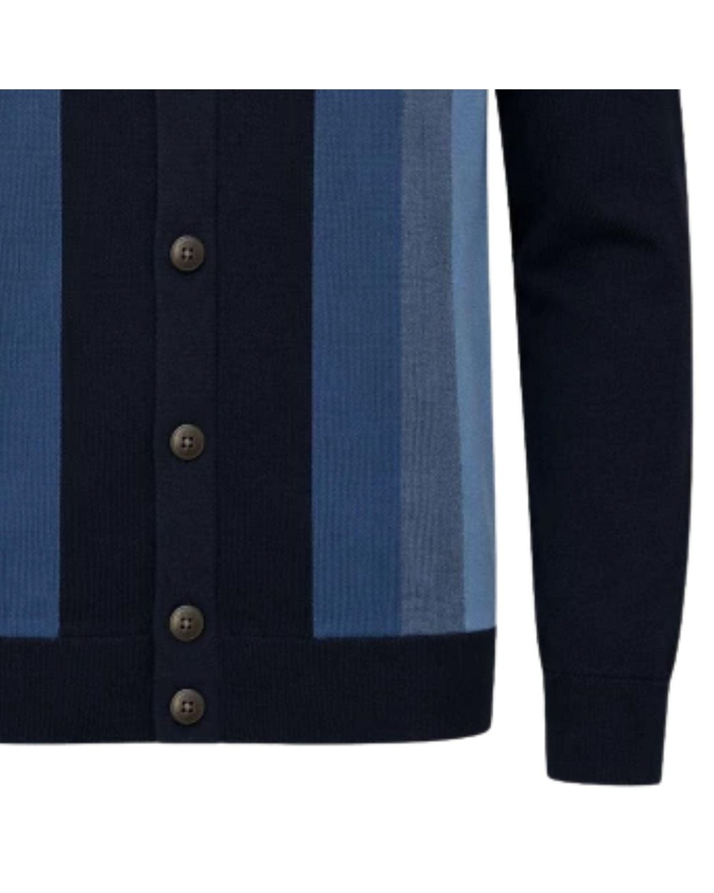 Gabicci Blue Pedro Long Sleeve Button Thru Knit Polo for men