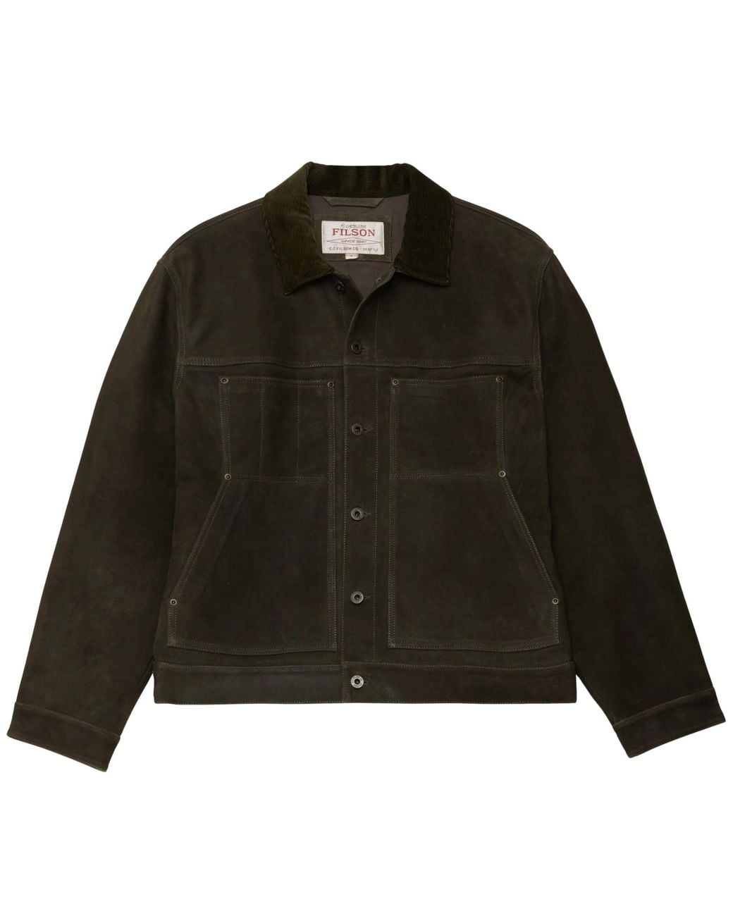 Filson Green Waxed Suede Short Cruiser for men