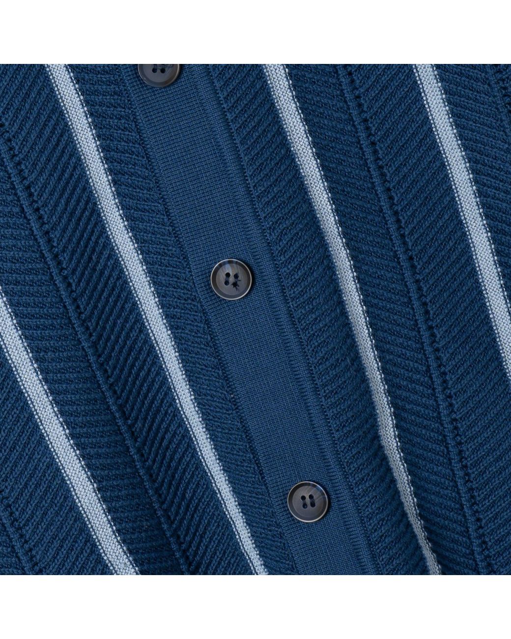 Far Afield Blue Terson Herringbone Knit Shirt for men