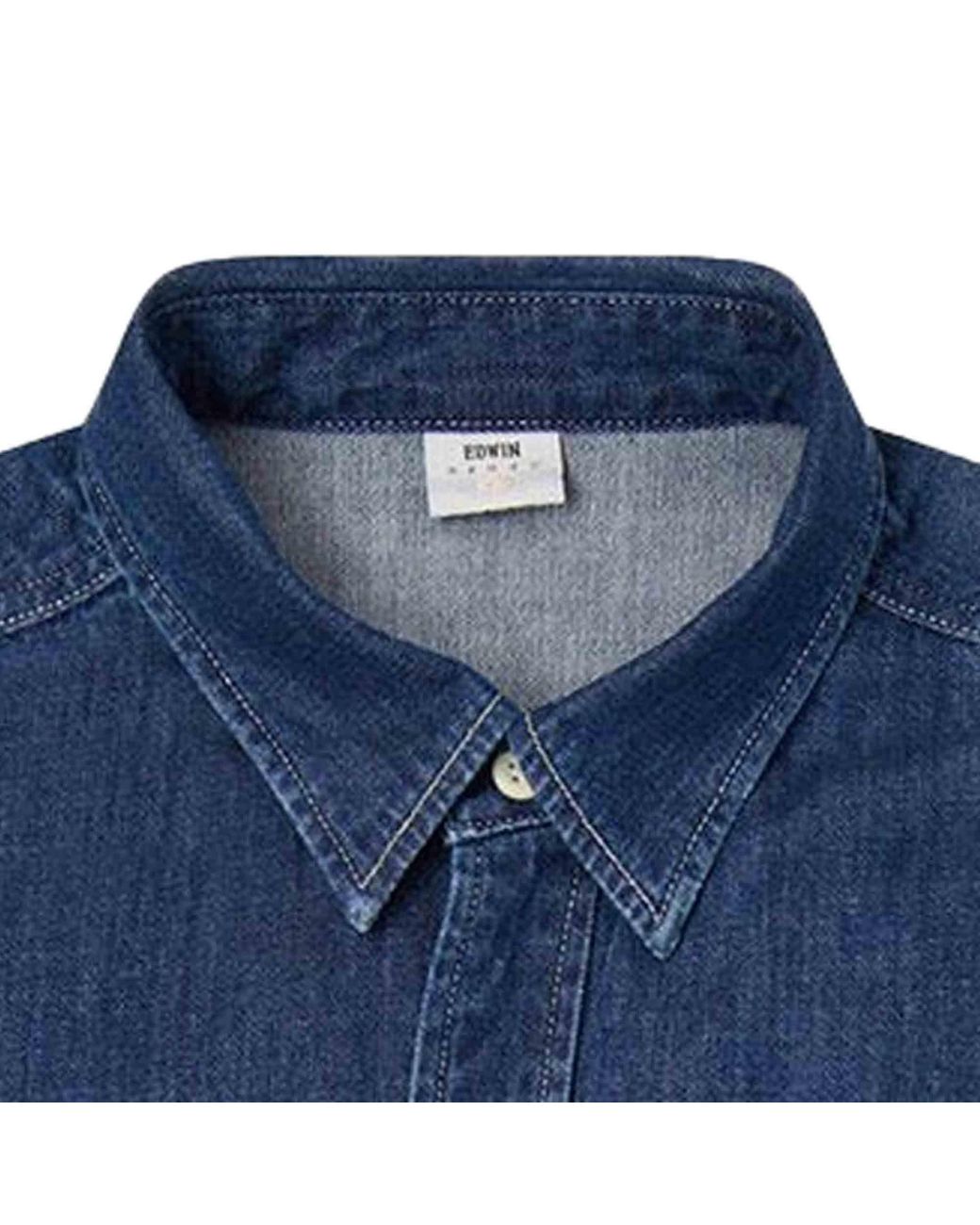 Edwin Blue Denim Work Shirt for men