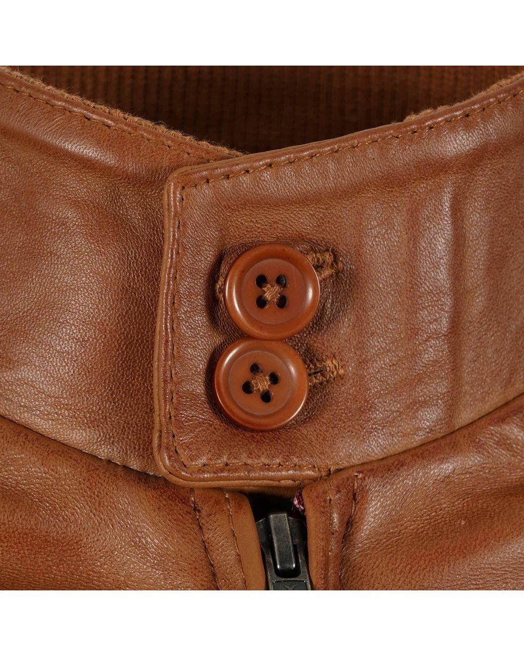 real hoxton Brown Leather Harrington Jacket for men