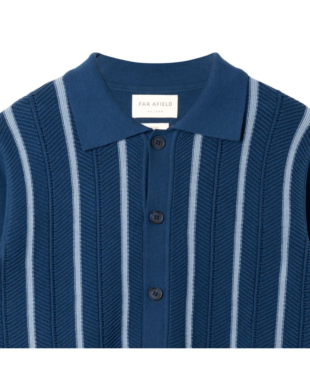 Far Afield Blue Terson Herringbone Knit Shirt for men