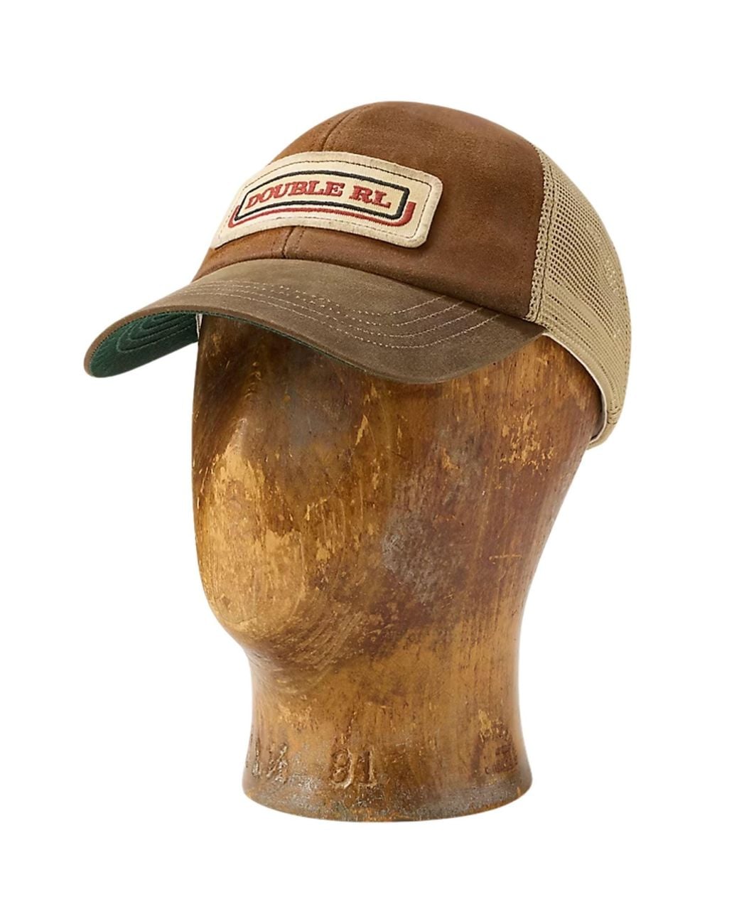RRL Brown Logo-Patch Suede Trucker Cap for men