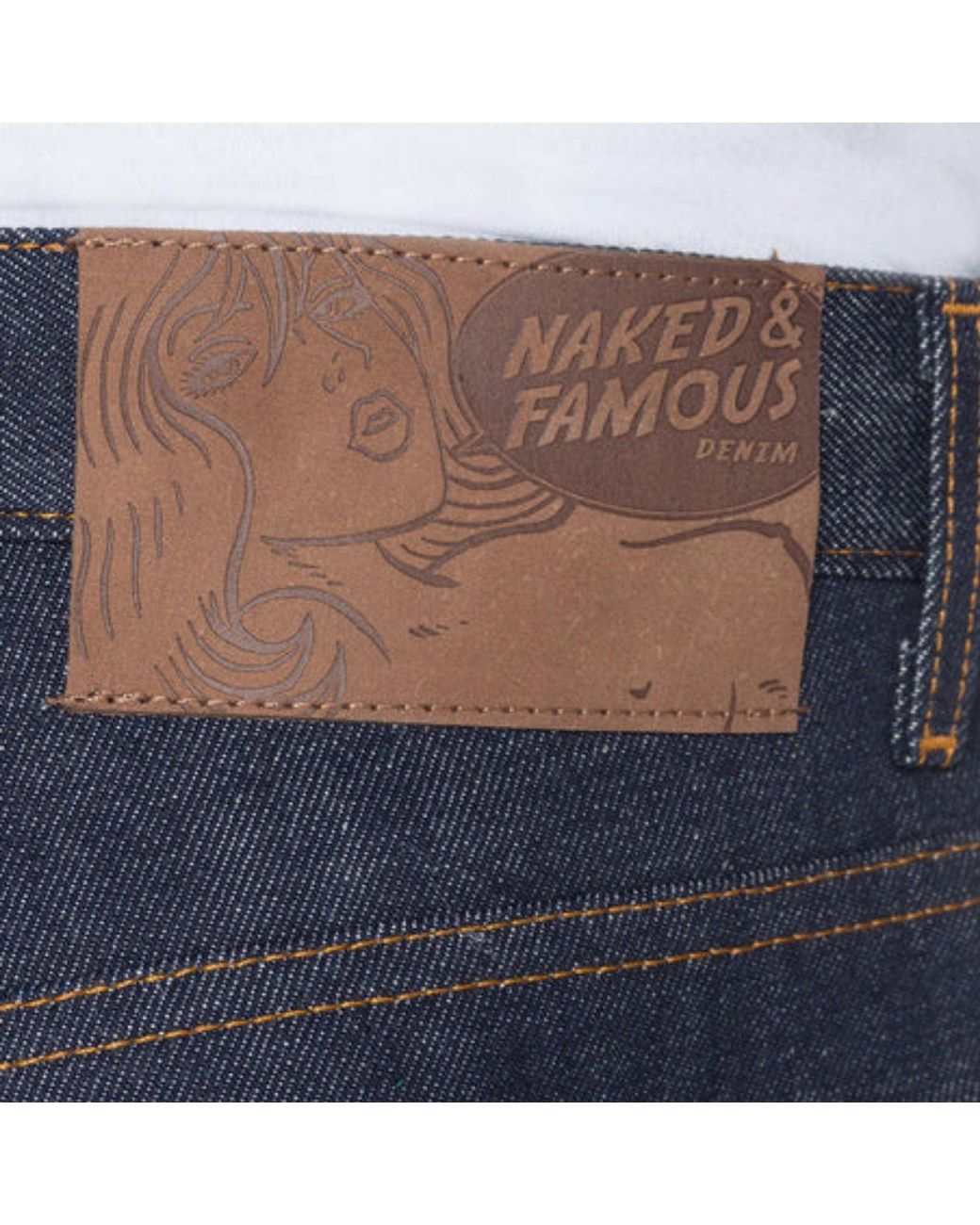 Naked & Famous Blue Weird Guy Dirty Fade Denim Jeans for men