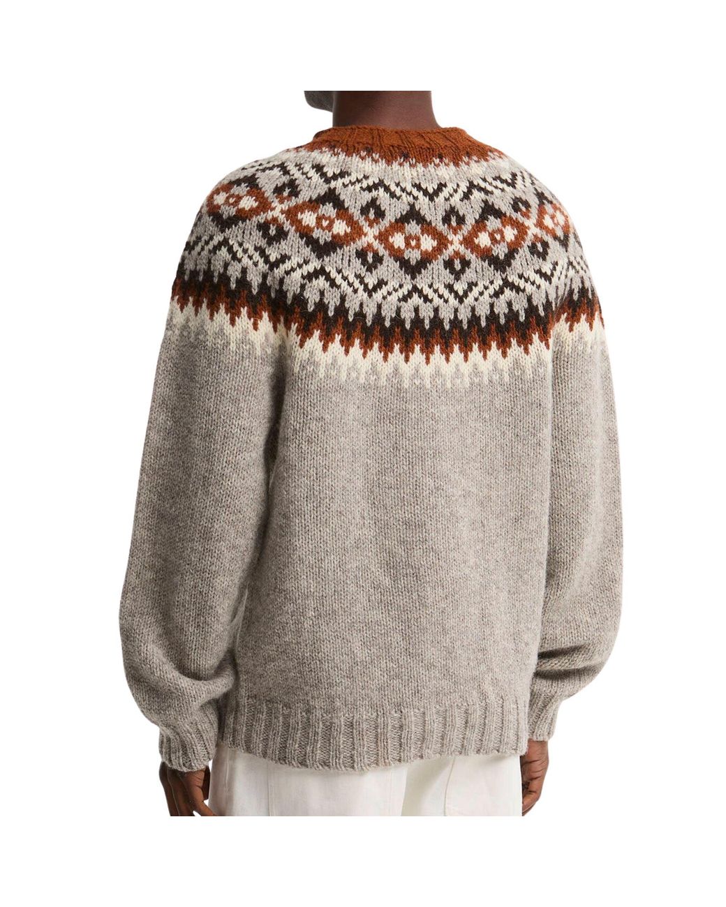 Barbour Gray Scottish Made Fair Isle Crew Neck Jumper for men