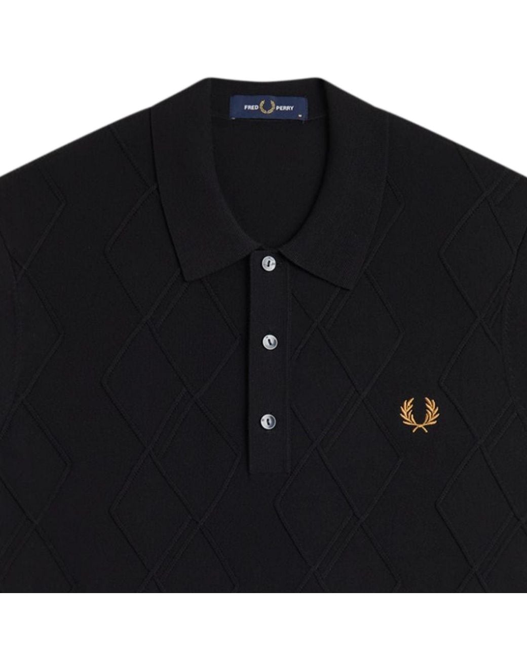 Fred Perry Black Cable Knitted Shirt for men