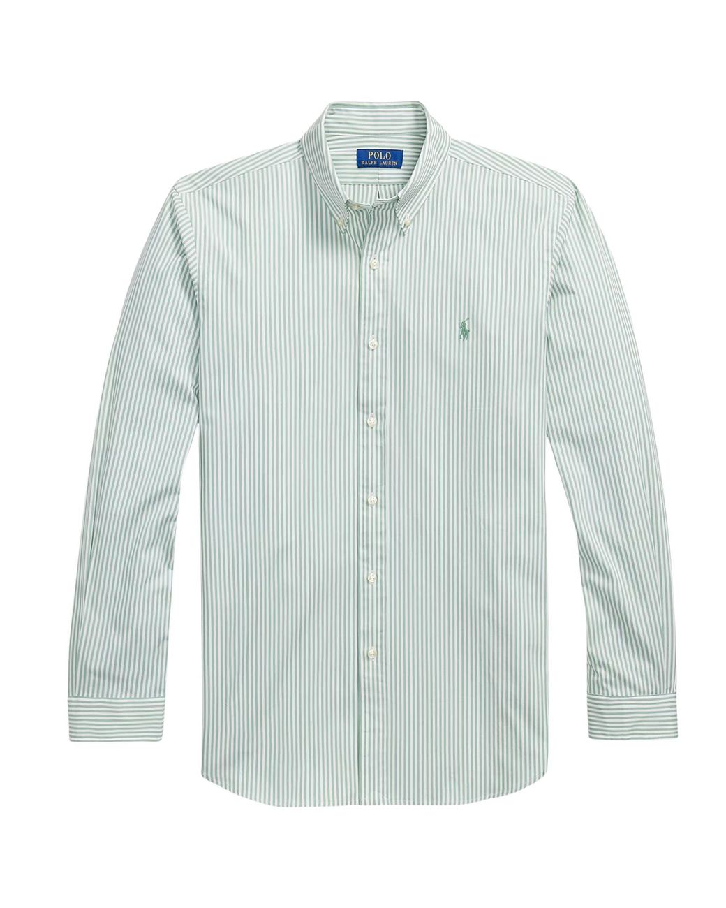 Polo Ralph Lauren Blue Custom Fit Striped Stretch Poplin Shirt for men