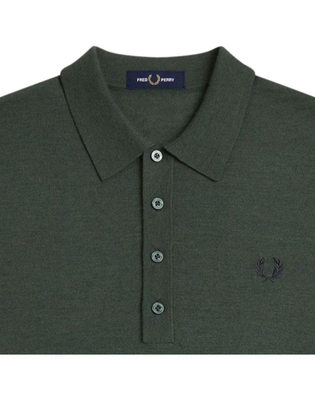 Fred Perry Green Fine Knit Shirt for men