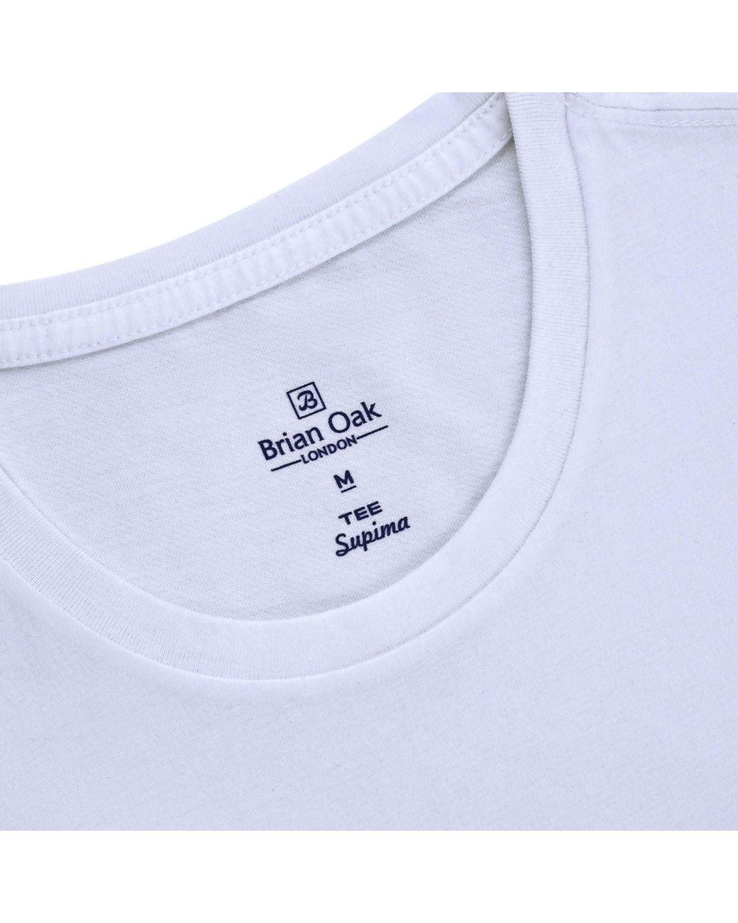 Stuarts London White Brian Oak Pure Supima Cotton T-Shirt for men