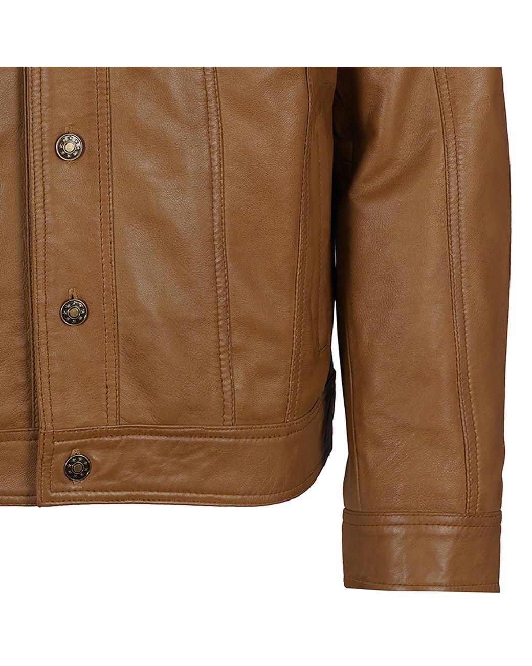 real hoxton Brown Leather Trucker Jacket for men