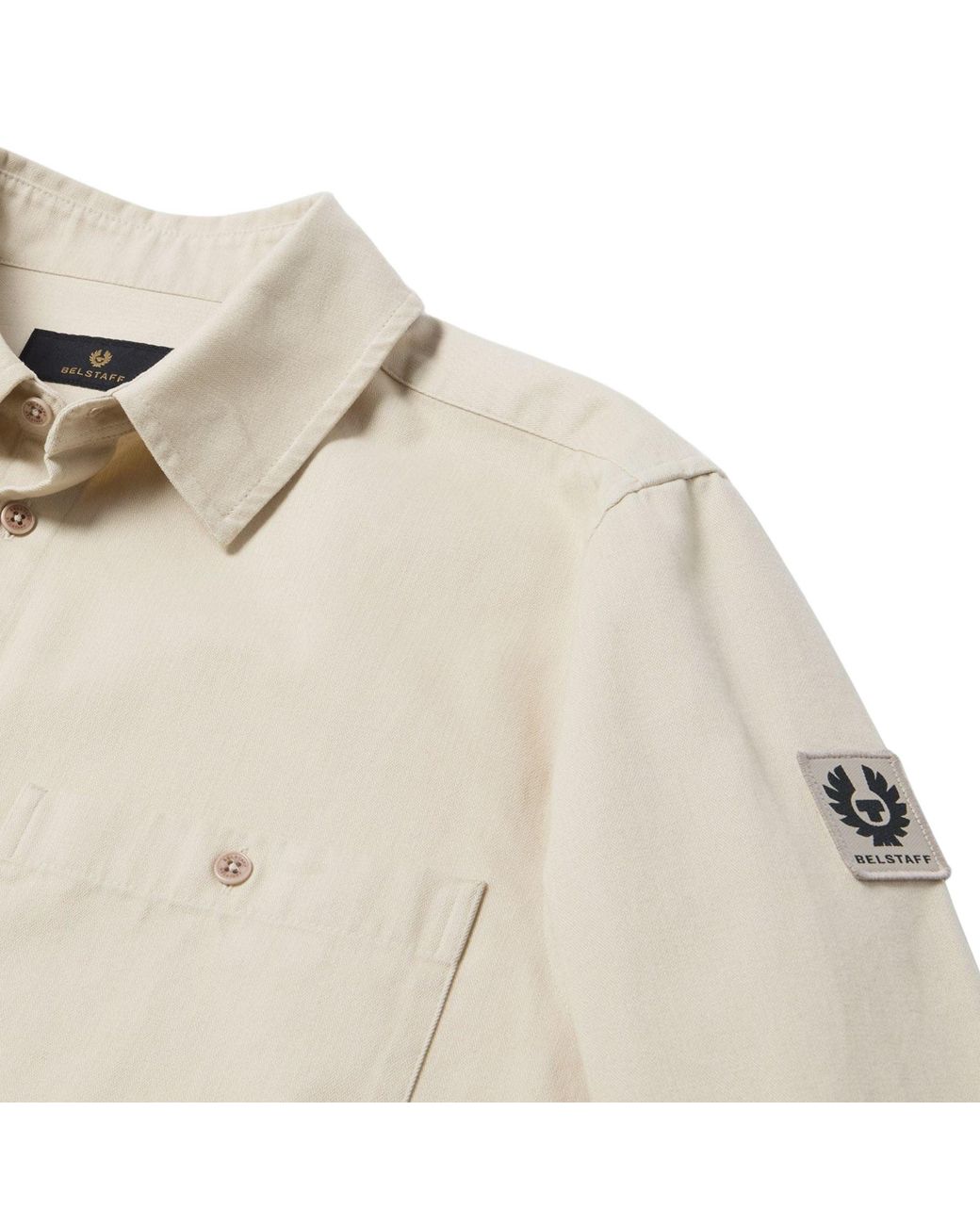 Belstaff White Outpost Shirt Cotton Herringbone for men
