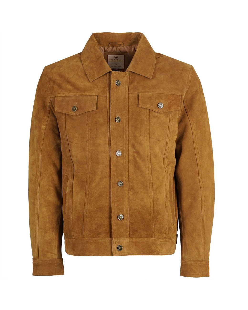 real hoxton Brown Suede Trucker Jacket for men