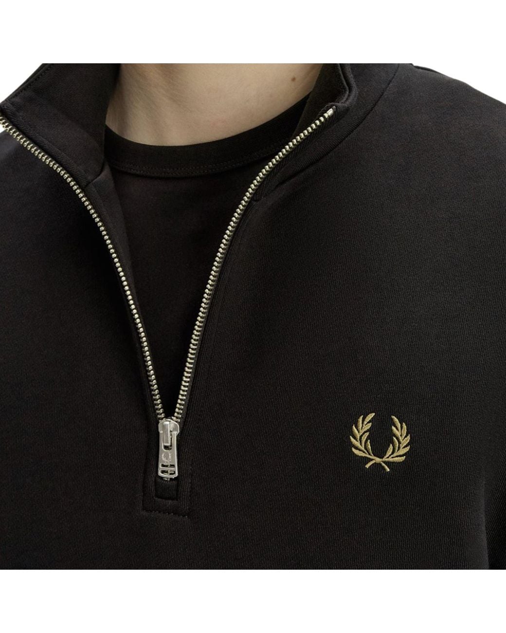 Fred Perry Black Half Zip Sweatshirt for men