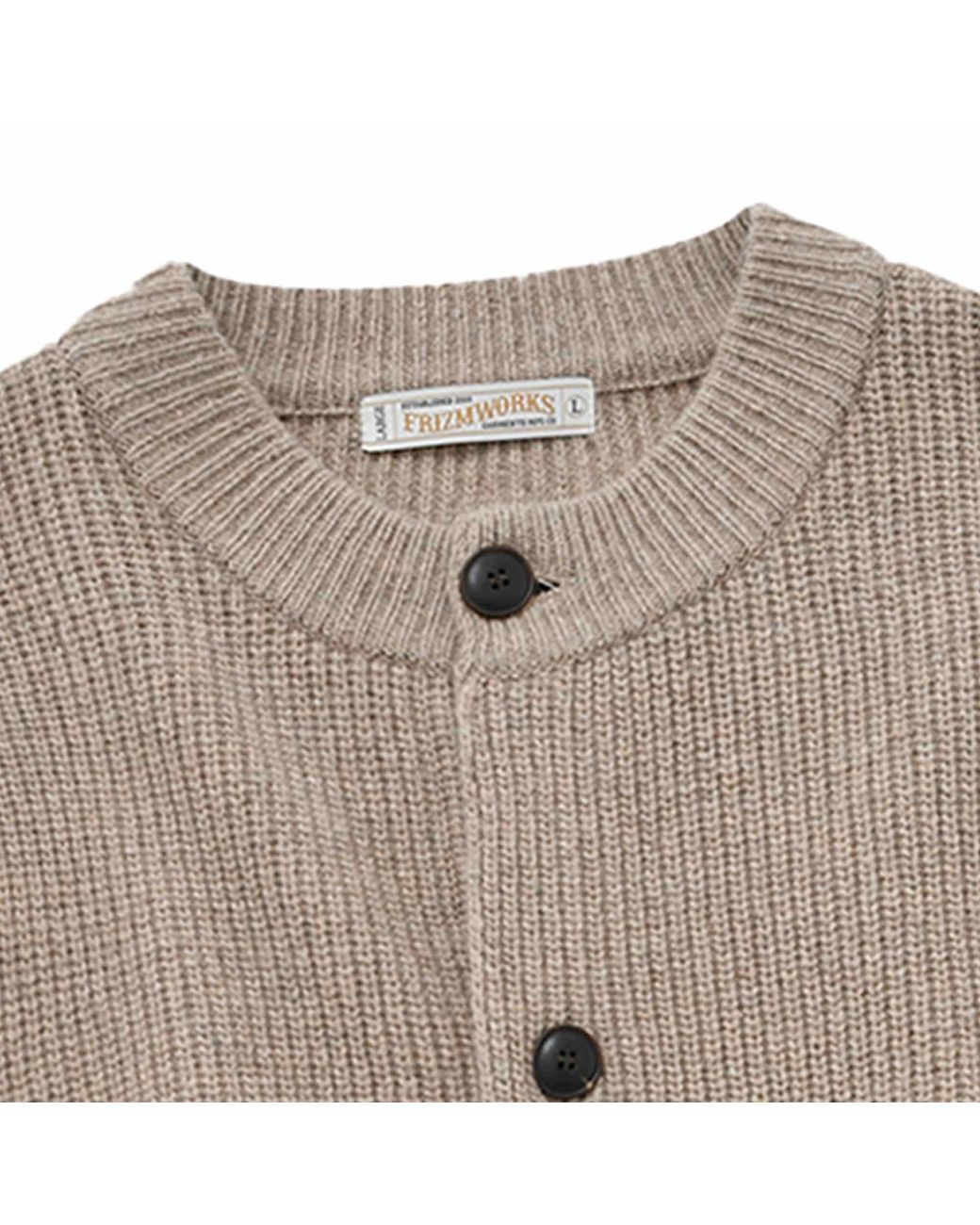 FRIZMWORKS Gray Heavy Wool Round Cardigan for men