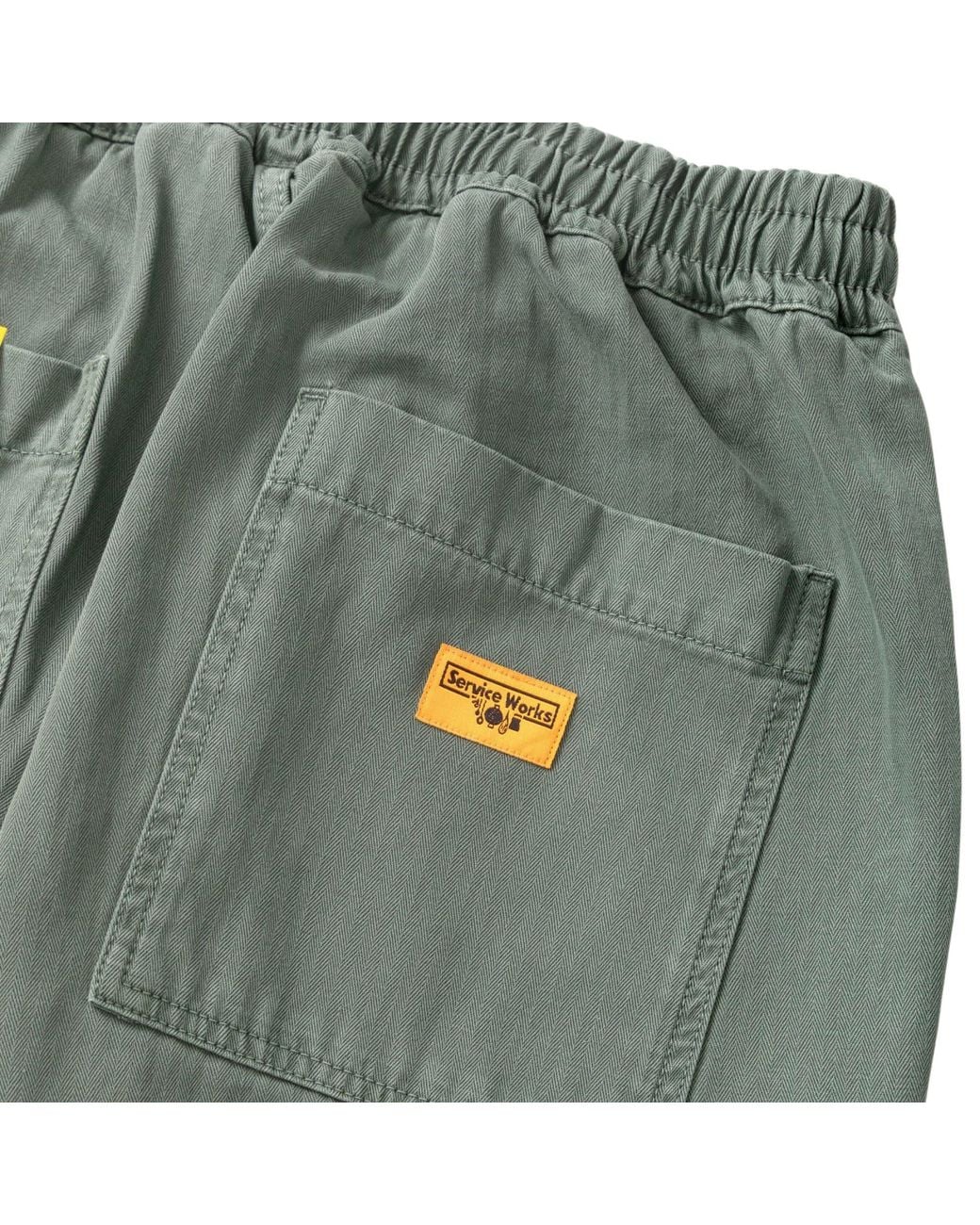 Service Works Green Pigment Herringbone Chef Pants for men