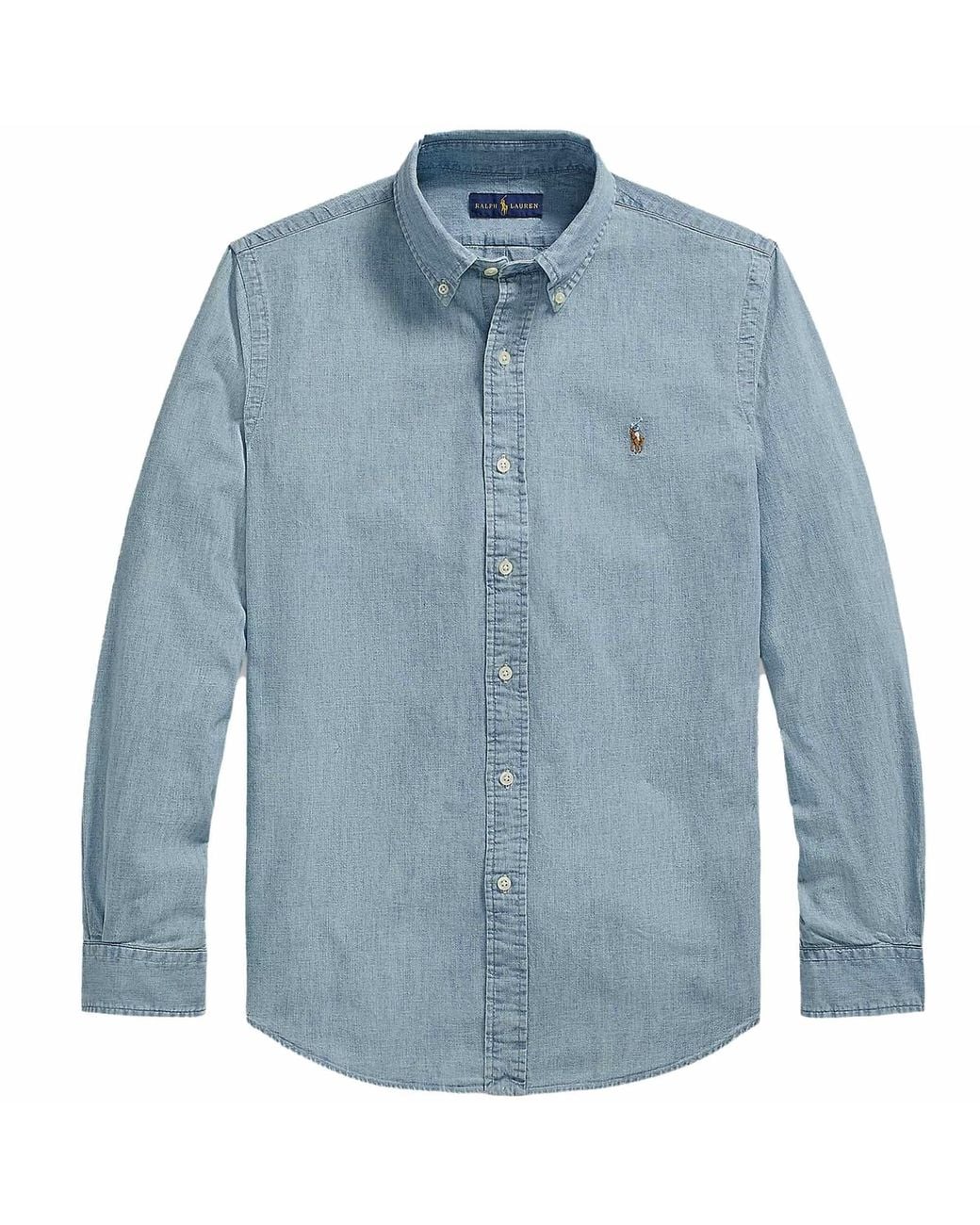 Polo Ralph Lauren Blue Custom Fit Shirt for men