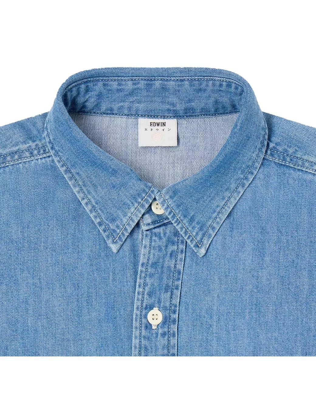 Edwin Blue Denim Work Shirt for men
