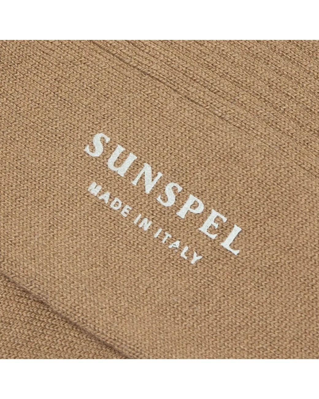 Sunspel Brown Cotton Ribbed Socks for men