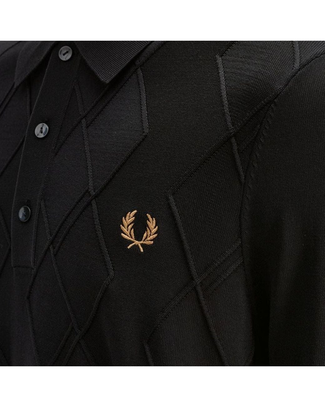 Fred Perry Black Cable Knitted Shirt for men