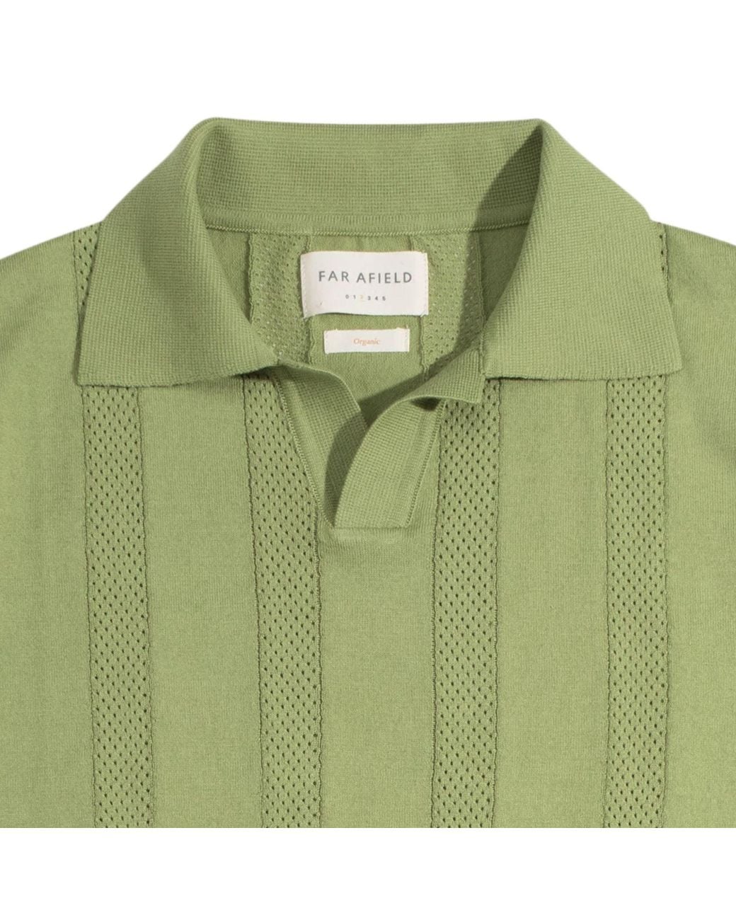 Far Afield Green Clifford Open-Knit Polo for men