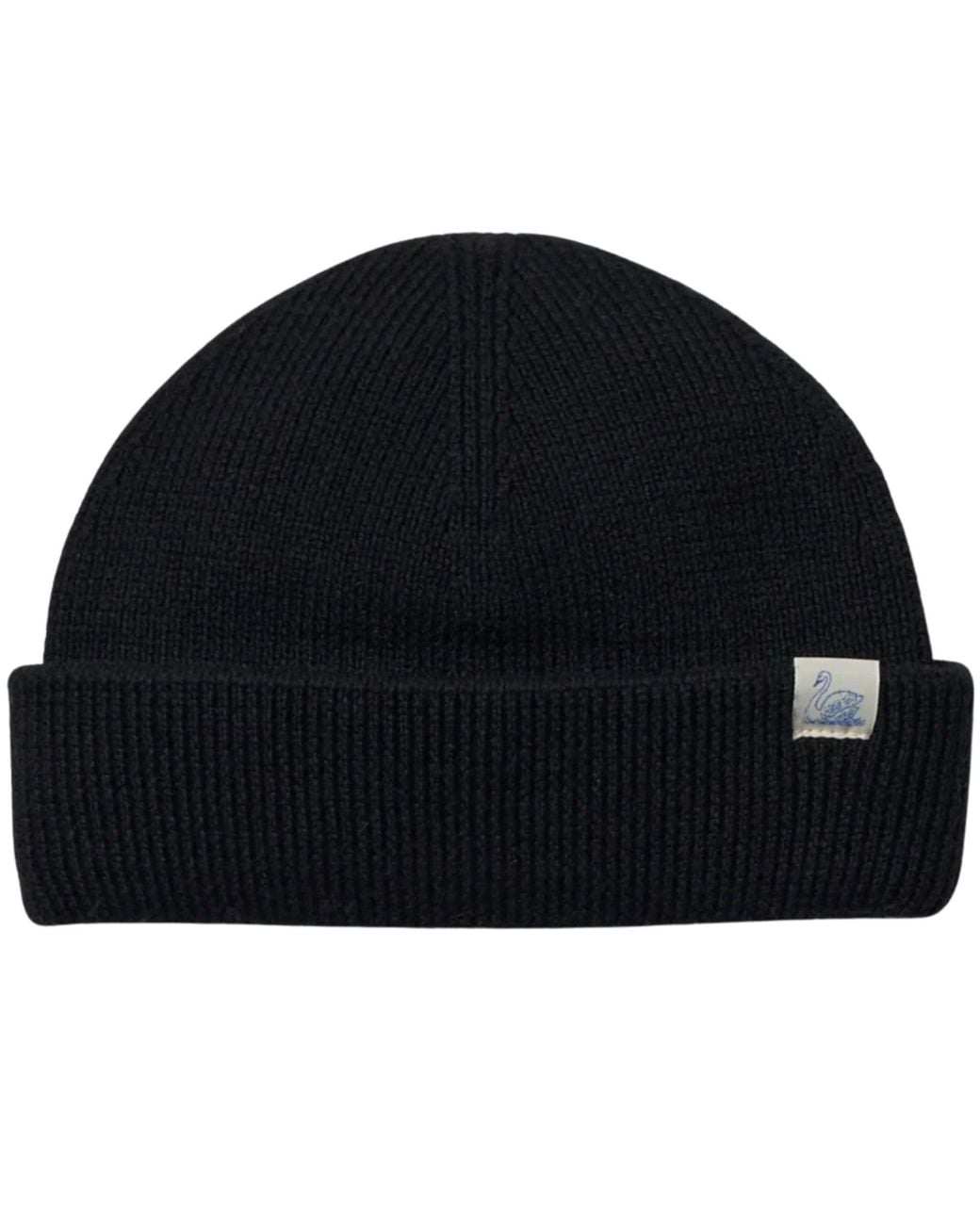 Merz B. Schwanen Black Merino Wool Watch Cap for men