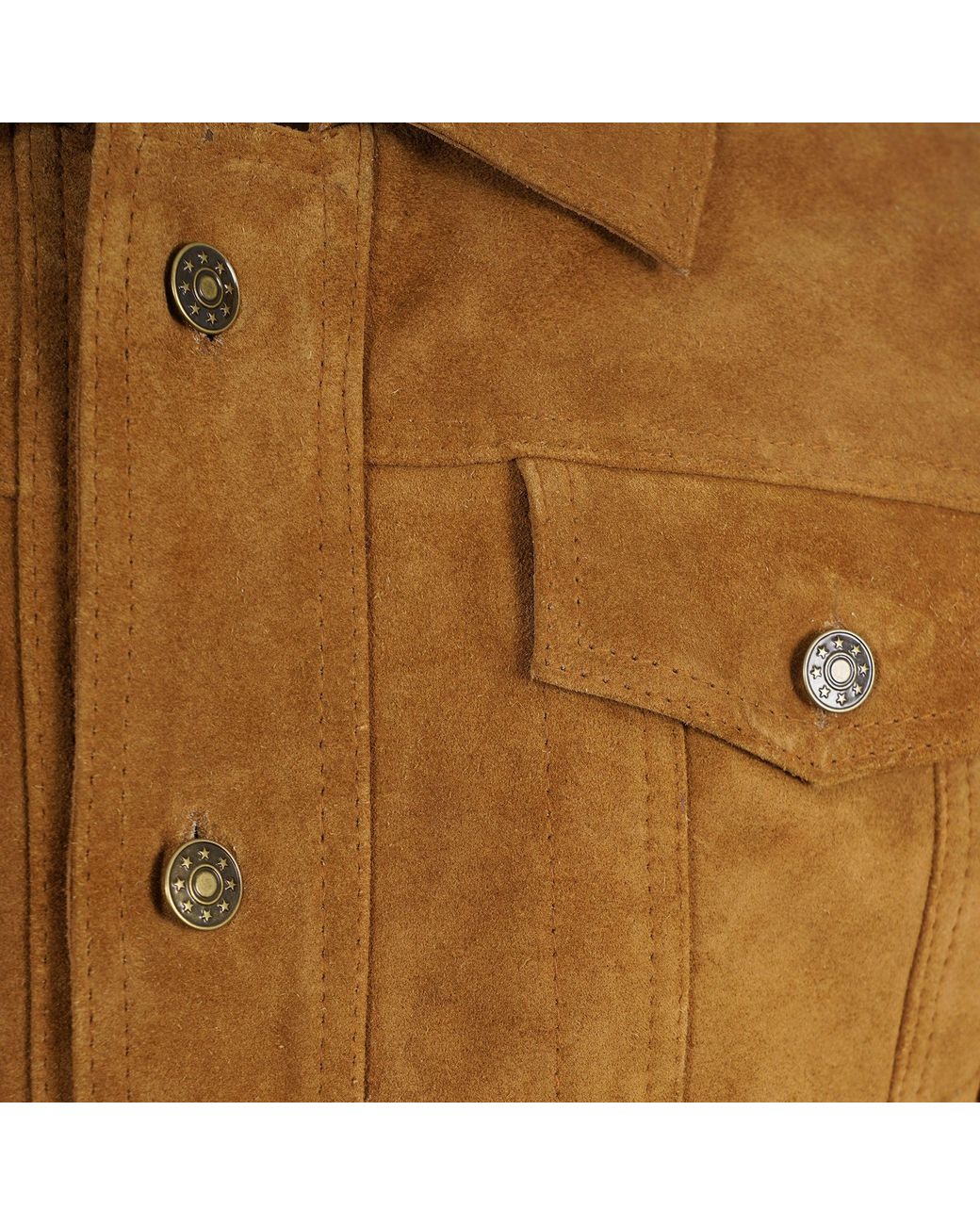 real hoxton Brown Suede Trucker Jacket for men