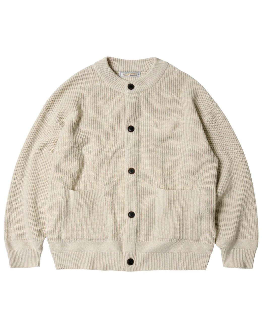 FRIZMWORKS Natural Heavy Wool Round Cardigan for men