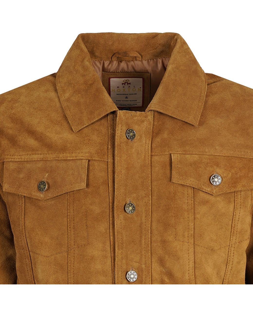 real hoxton Brown Suede Trucker Jacket for men