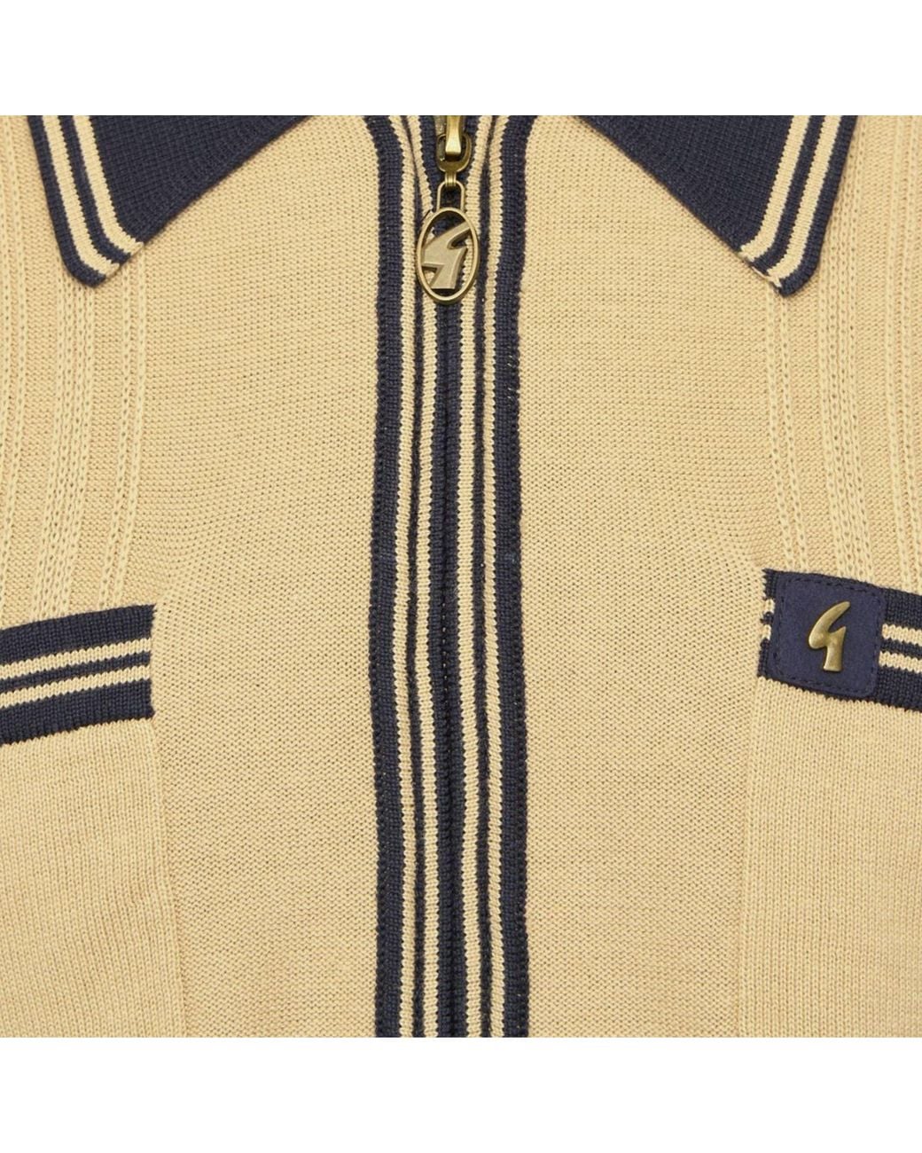 Gabicci Blue Lucerne Long Sleeve Zip Thru Knit for men