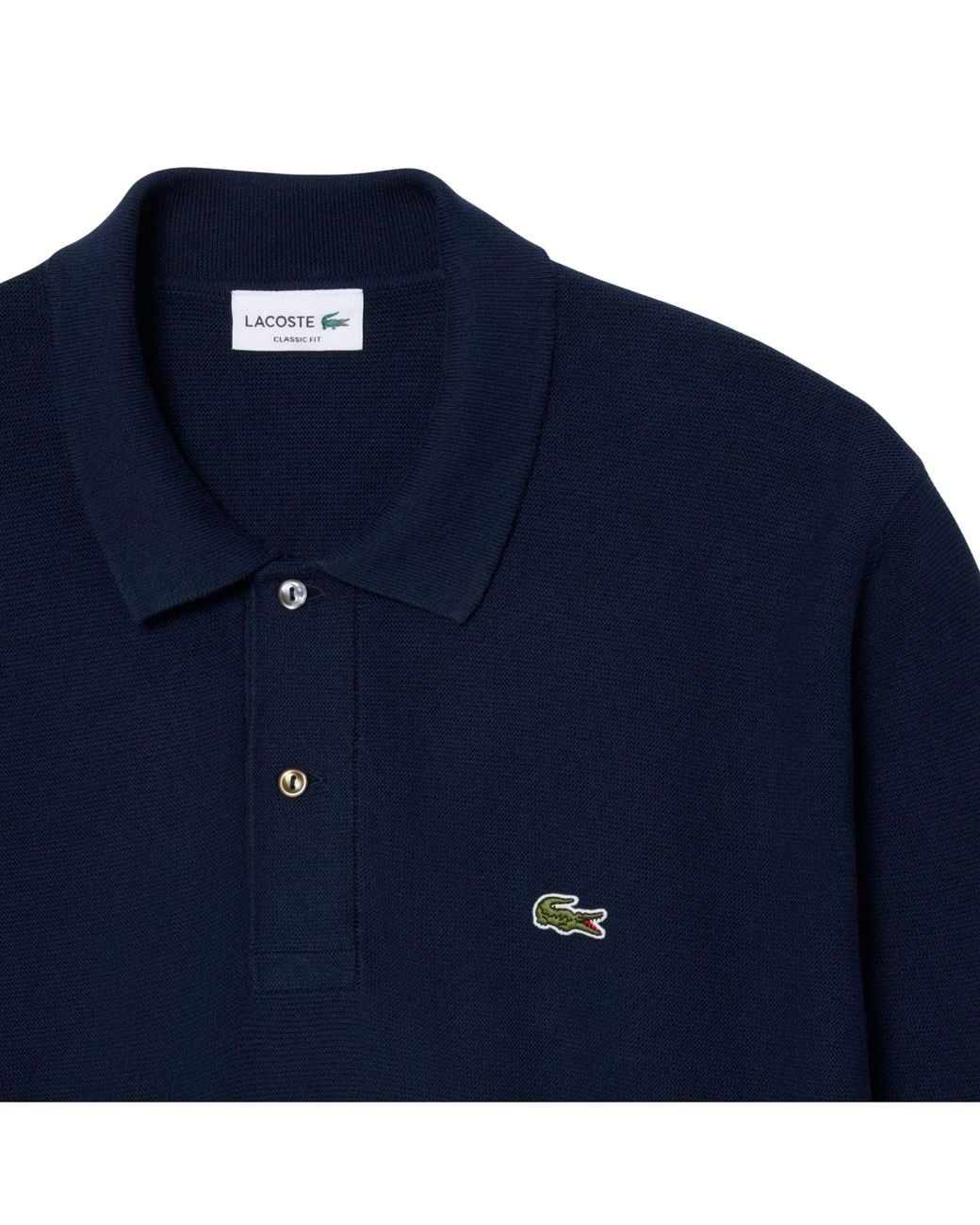 Lacoste Blue Classic Fit Long Sleeved Knitted Polo Shirt for men