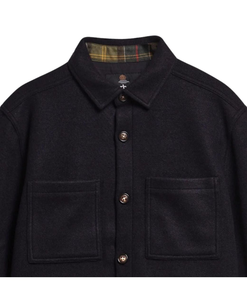 Barbour Black Marltown Tailored Wool Blend Overshirt for men