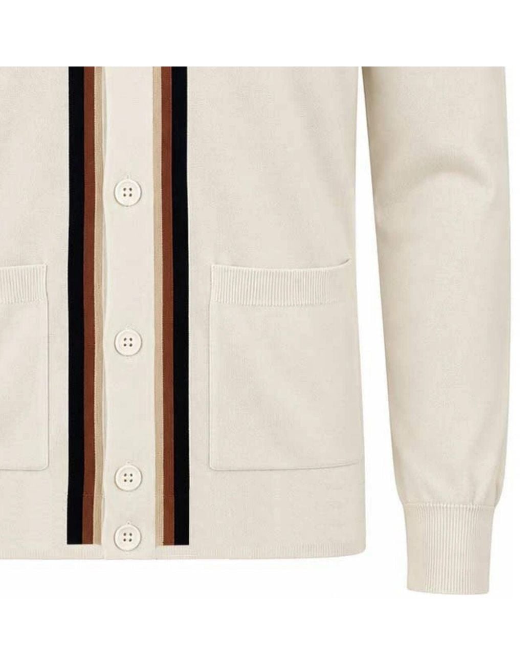 Gabicci Natural Bromley Long Sleeve Button Thru Knit Polo for men