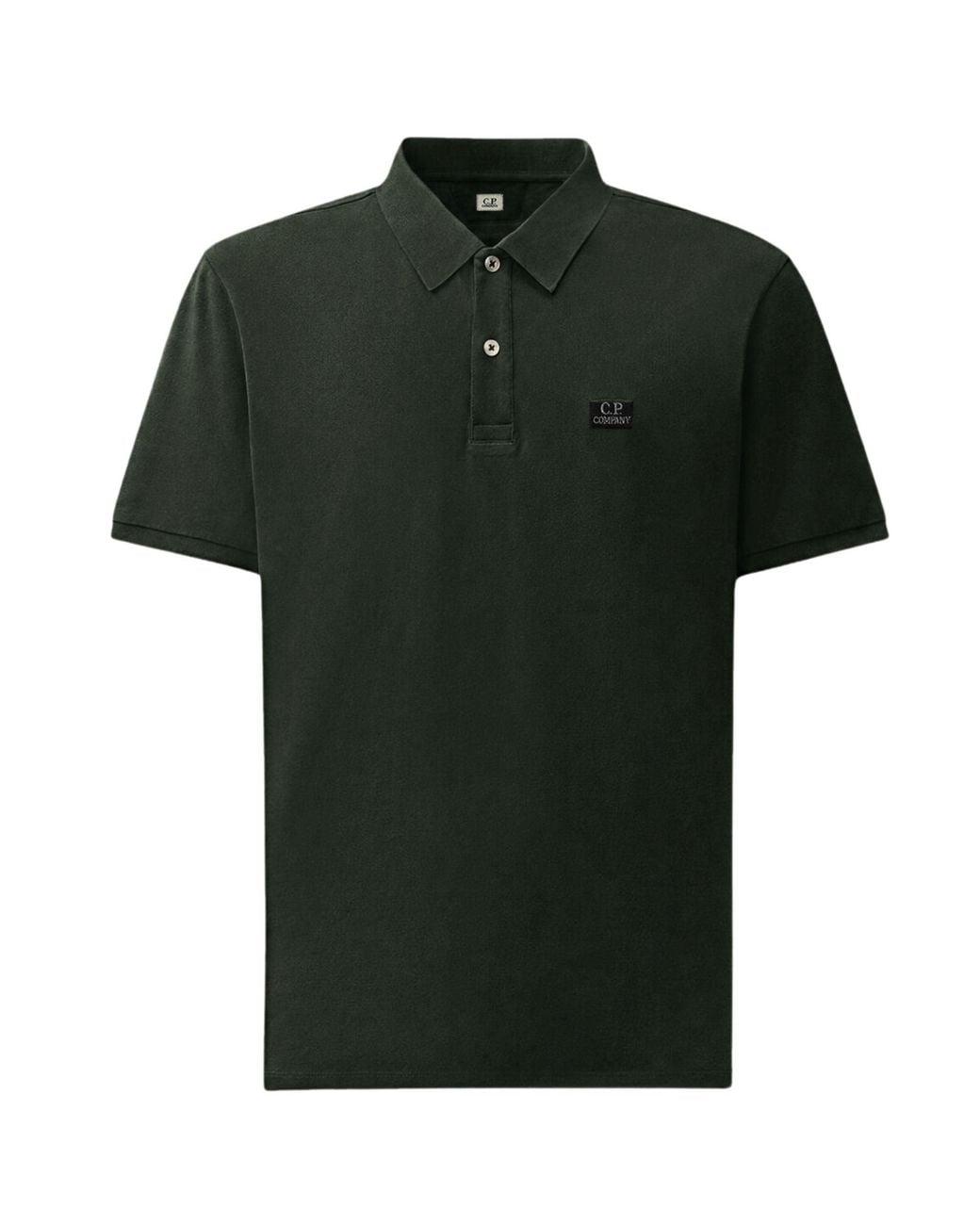 C P Company Green Stretch Piquet Short Sleeve Polo for men