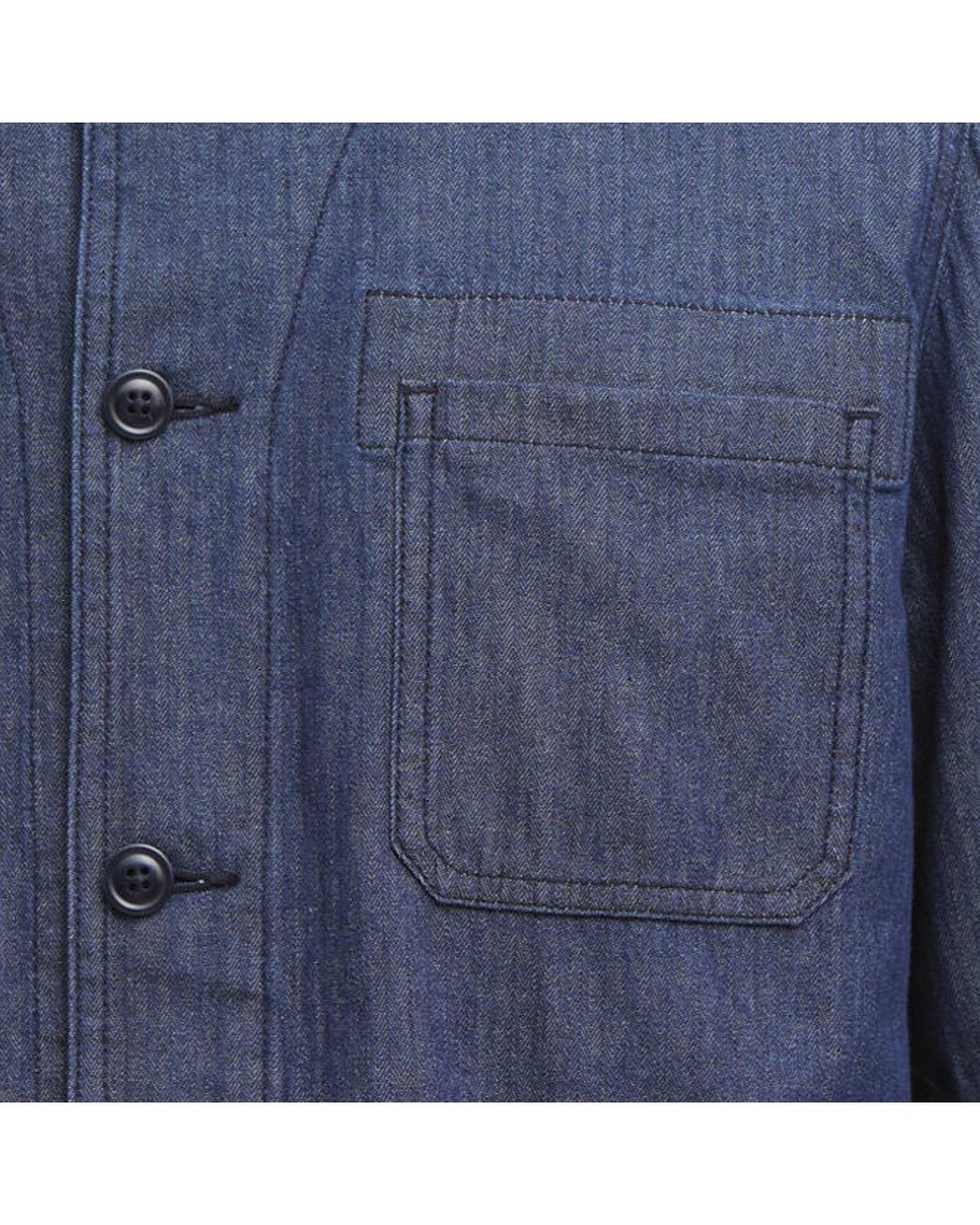 Barbour Blue Piligan Herringbone Denim Overshirt for men