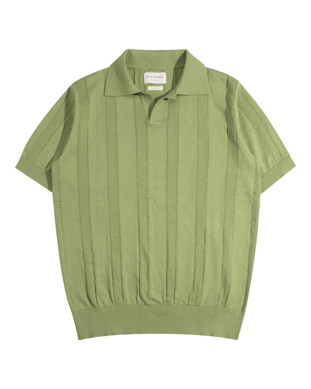 Far Afield Green Clifford Open-Knit Polo for men