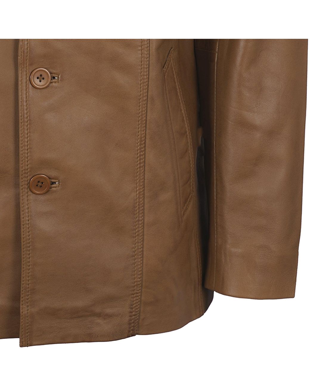 real hoxton Brown Leather Reefer Jacket for men