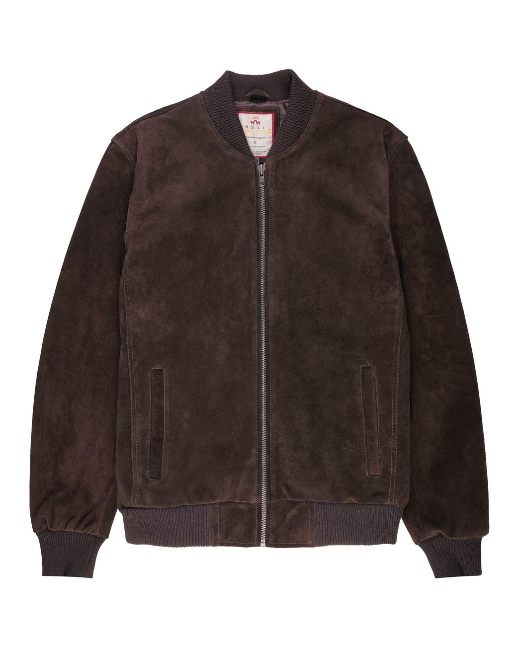 real hoxton Brown Suede Bomber Jacket for men