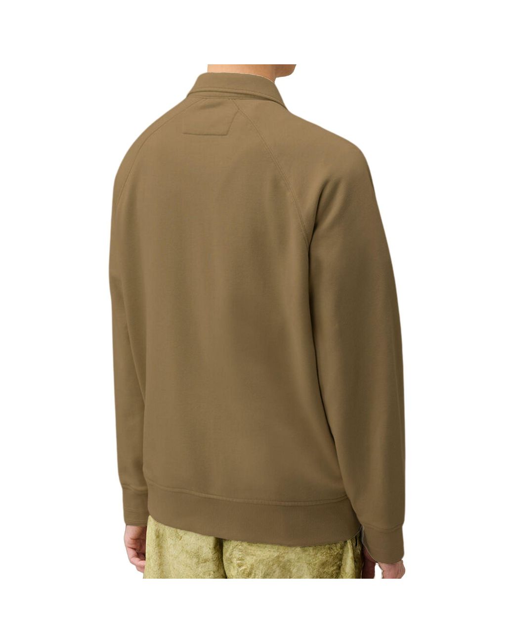 C P Company Green C.P Company Diagonal Raised Fleece Polo Zip Sweatshirt for men