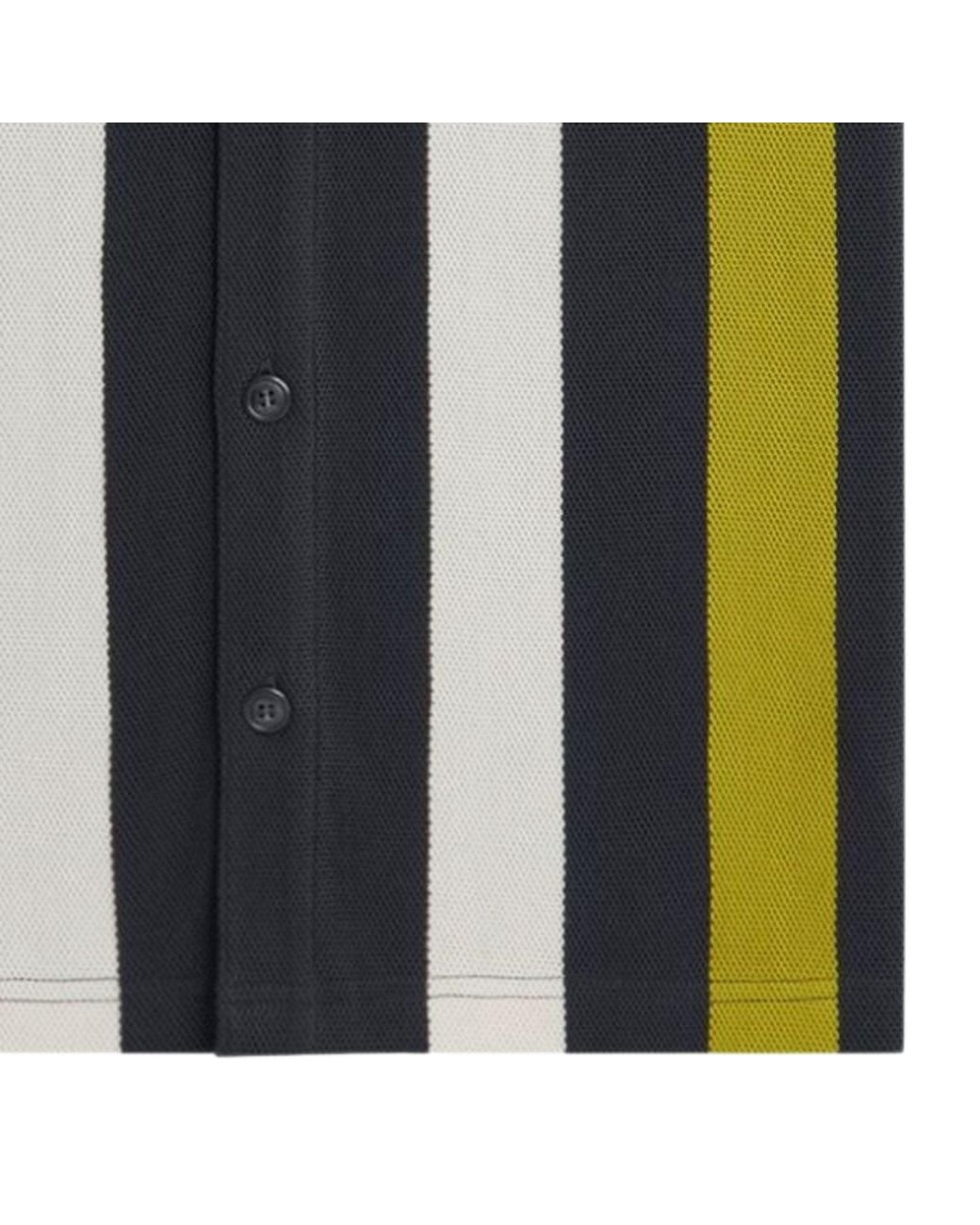Fred Perry Black Panelled Button Through Polo Shirt for men