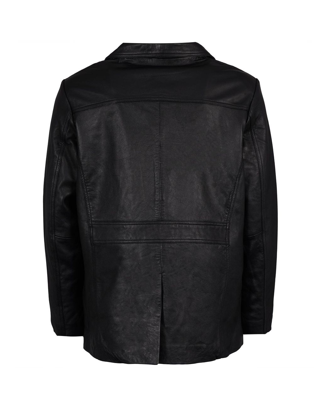 real hoxton Black Leather Reefer Jacket for men