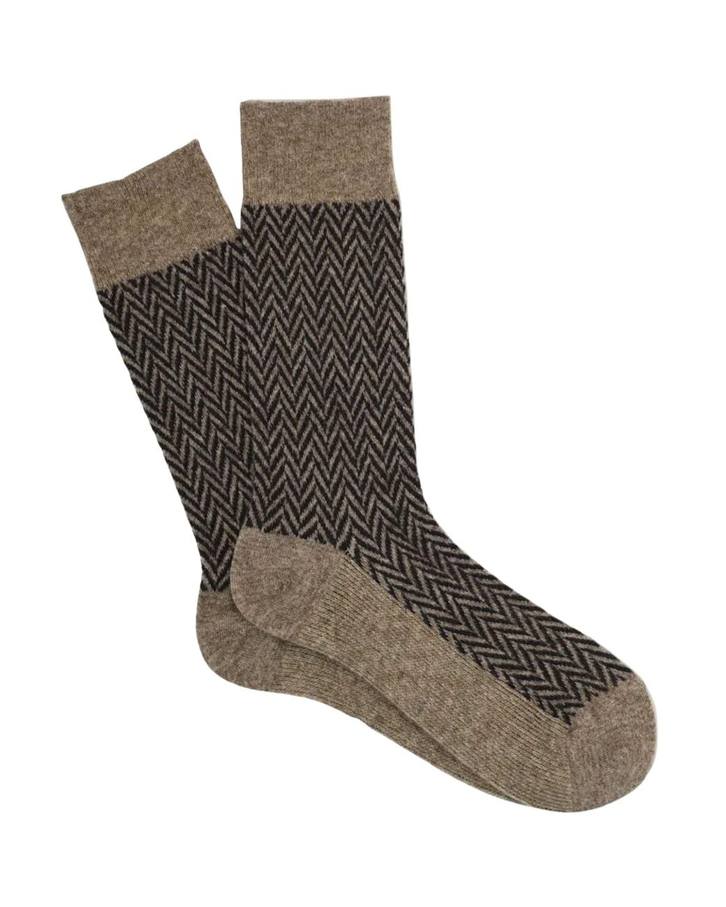 Anonymous Ism Brown Wool Herringbone Crew Socks for men